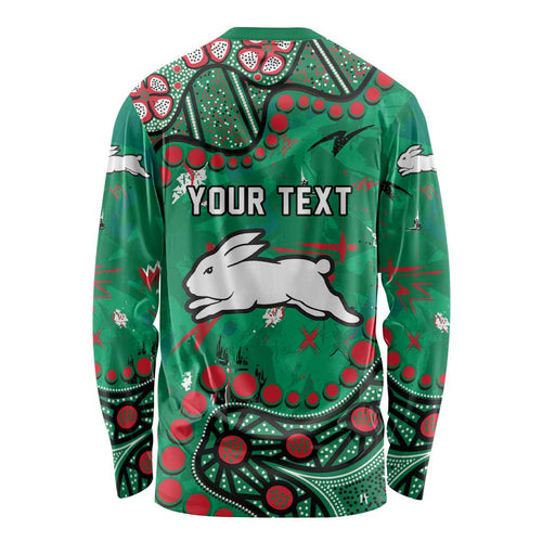 Personalized South Sydney Rabbitohs Long Sleeve Shirt Aboriginal Pattern with Graffiti Style Design