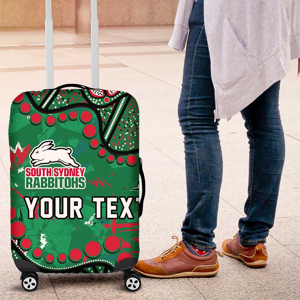 Personalized South Sydney Rabbitohs Luggage Cover Aboriginal Pattern with Graffiti Style Design