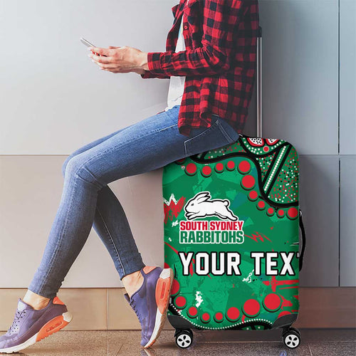 Personalized South Sydney Rabbitohs Luggage Cover Aboriginal Pattern with Graffiti Style Design