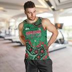 Personalized South Sydney Rabbitohs Men Tank Top Aboriginal Pattern with Graffiti Style Design