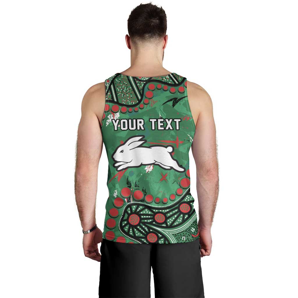 Personalized South Sydney Rabbitohs Men Tank Top Aboriginal Pattern with Graffiti Style Design