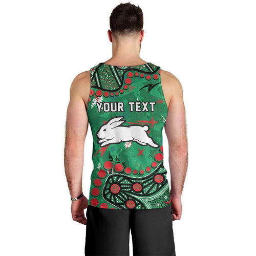 Personalized South Sydney Rabbitohs Men Tank Top Aboriginal Pattern with Graffiti Style Design