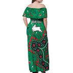 Personalized South Sydney Rabbitohs Off Shoulder Maxi Dress Aboriginal Pattern with Graffiti Style Design