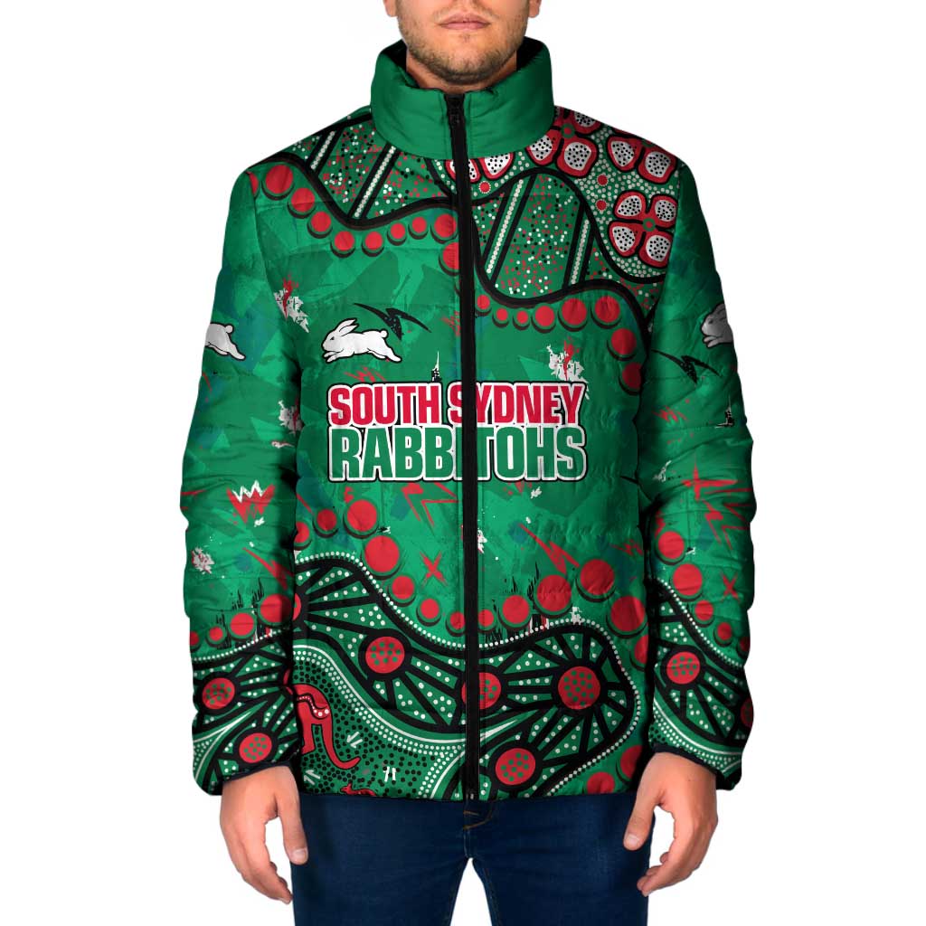Personalized South Sydney Rabbitohs Padded Jacket Aboriginal Pattern with Graffiti Style Design