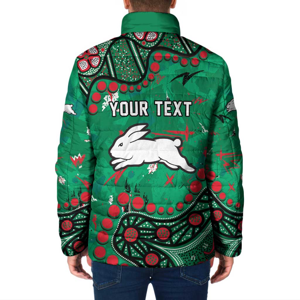 Personalized South Sydney Rabbitohs Padded Jacket Aboriginal Pattern with Graffiti Style Design