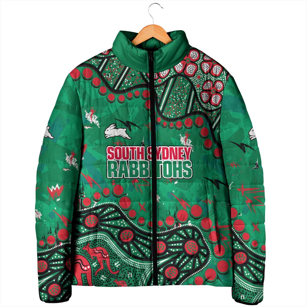 Personalized South Sydney Rabbitohs Padded Jacket Aboriginal Pattern with Graffiti Style Design