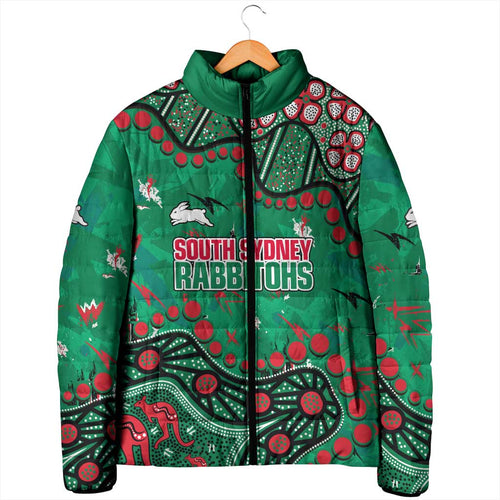 Personalized South Sydney Rabbitohs Padded Jacket Aboriginal Pattern with Graffiti Style Design