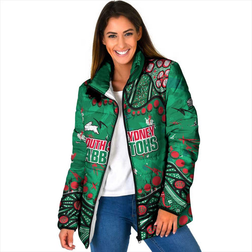 Personalized South Sydney Rabbitohs Padded Jacket Aboriginal Pattern with Graffiti Style Design