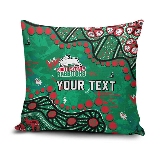 Personalized South Sydney Rabbitohs Pillow Cover Aboriginal Pattern with Graffiti Style Design