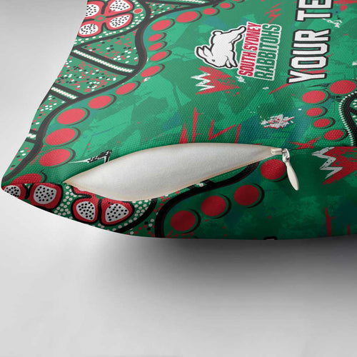 Personalized South Sydney Rabbitohs Pillow Cover Aboriginal Pattern with Graffiti Style Design