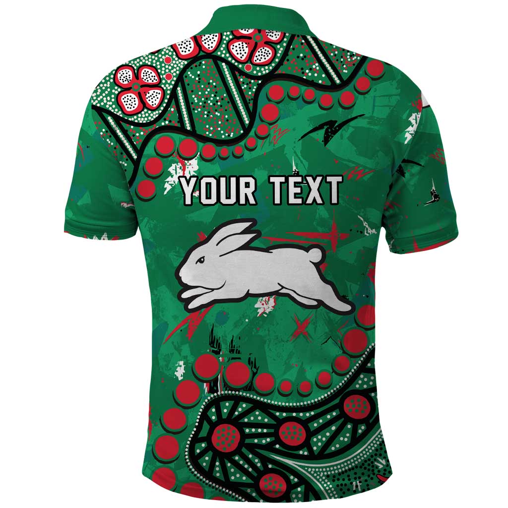 Personalized South Sydney Rabbitohs Polo Shirt Aboriginal Pattern with Graffiti Style Design