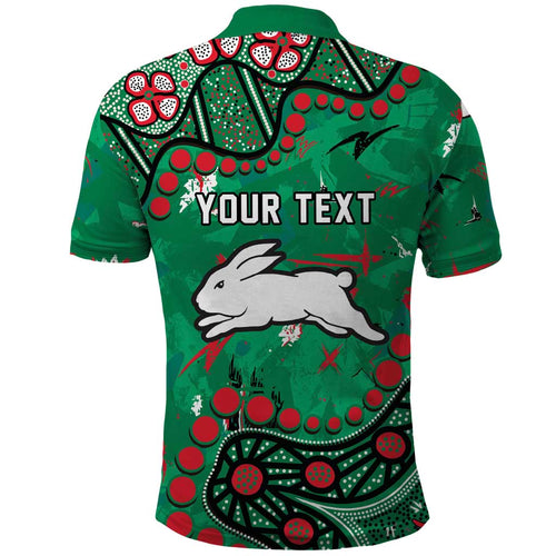 Personalized South Sydney Rabbitohs Polo Shirt Aboriginal Pattern with Graffiti Style Design