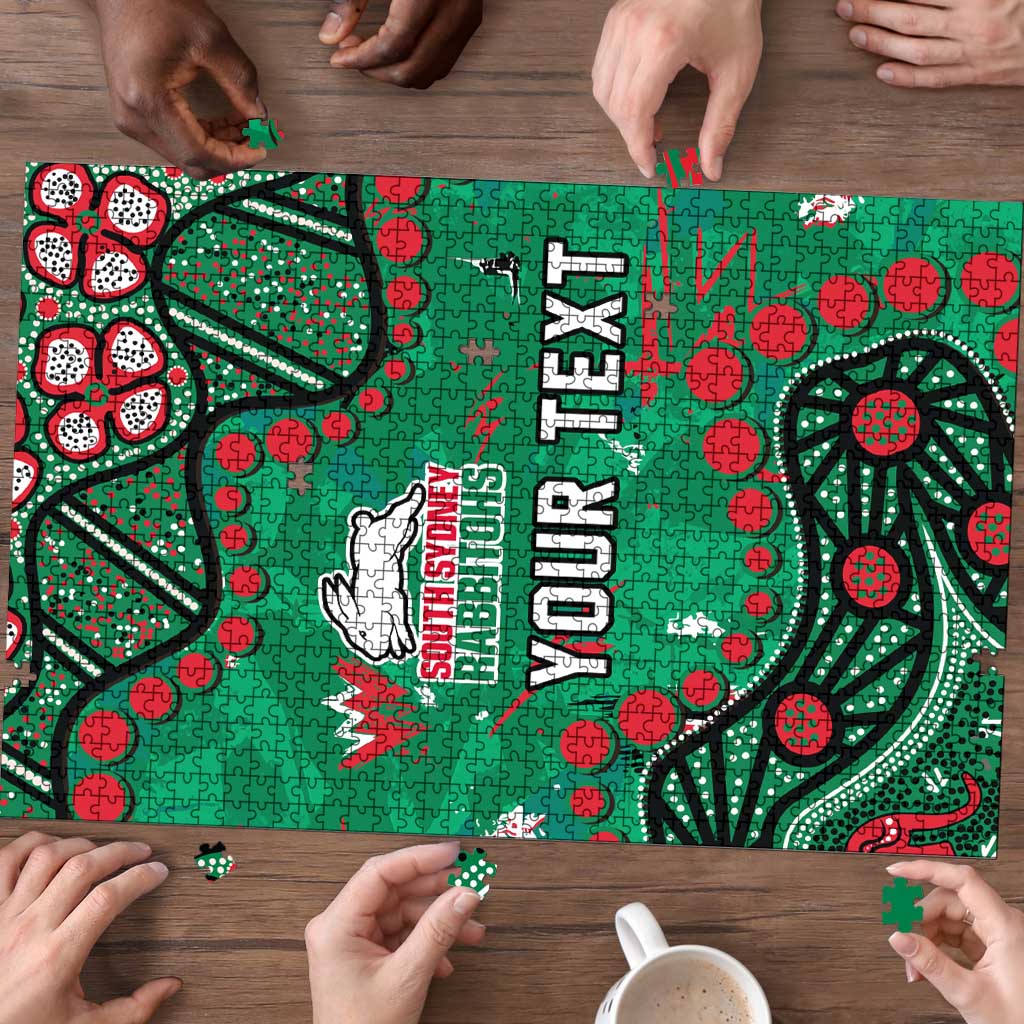 Personalized South Sydney Rabbitohs Puzzle Aboriginal Pattern with Graffiti Style Design
