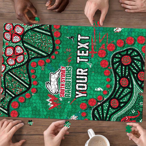 Personalized South Sydney Rabbitohs Puzzle Aboriginal Pattern with Graffiti Style Design