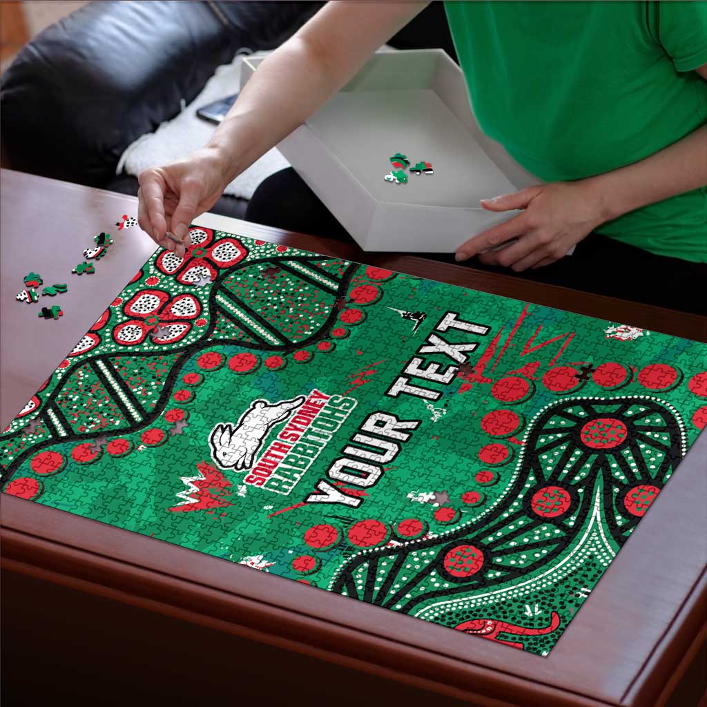 Personalized South Sydney Rabbitohs Puzzle Aboriginal Pattern with Graffiti Style Design