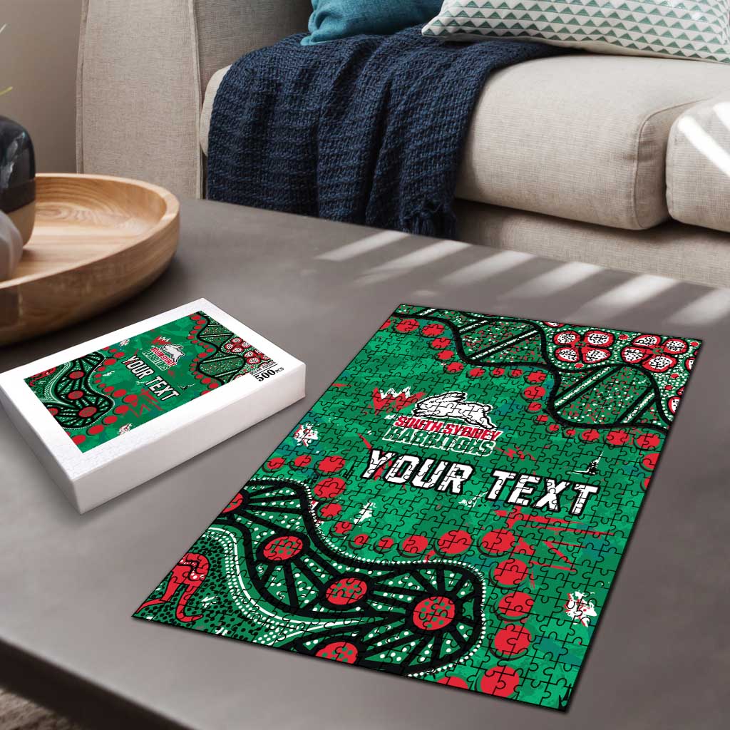 Personalized South Sydney Rabbitohs Puzzle Aboriginal Pattern with Graffiti Style Design