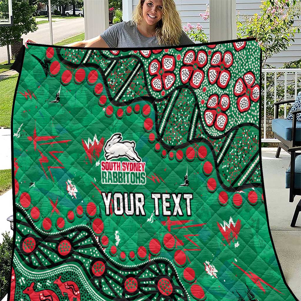Personalized South Sydney Rabbitohs Quilt Aboriginal Pattern with Graffiti Style Design