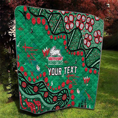Personalized South Sydney Rabbitohs Quilt Aboriginal Pattern with Graffiti Style Design