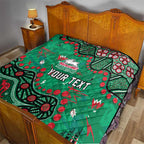 Personalized South Sydney Rabbitohs Quilt Aboriginal Pattern with Graffiti Style Design