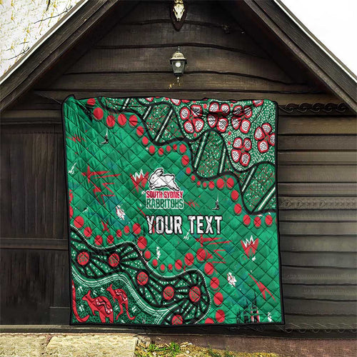Personalized South Sydney Rabbitohs Quilt Aboriginal Pattern with Graffiti Style Design