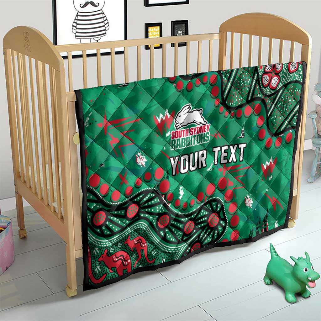 Personalized South Sydney Rabbitohs Quilt Aboriginal Pattern with Graffiti Style Design