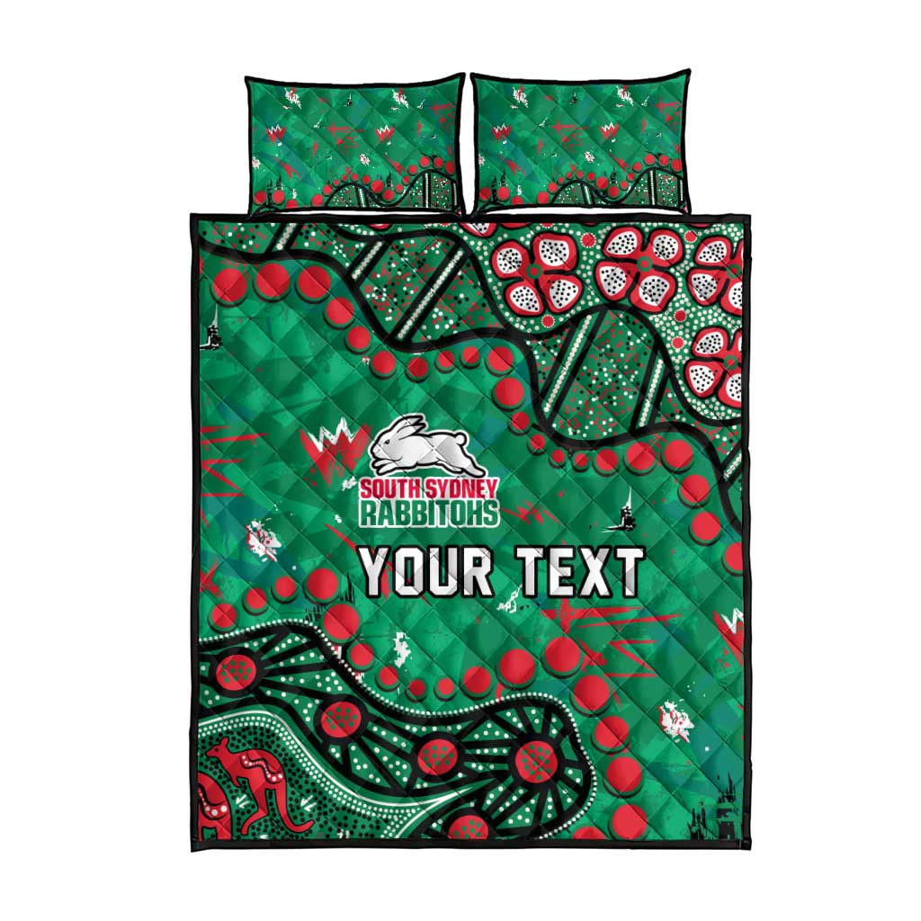 Personalized South Sydney Rabbitohs Quilt Bed Set Aboriginal Pattern with Graffiti Style Design