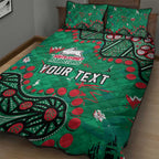Personalized South Sydney Rabbitohs Quilt Bed Set Aboriginal Pattern with Graffiti Style Design