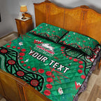 Personalized South Sydney Rabbitohs Quilt Bed Set Aboriginal Pattern with Graffiti Style Design