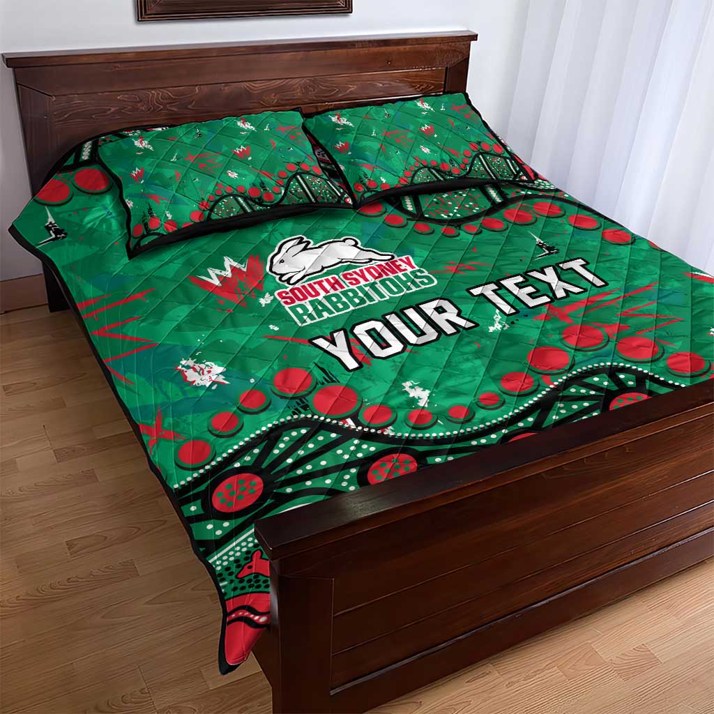 Personalized South Sydney Rabbitohs Quilt Bed Set Aboriginal Pattern with Graffiti Style Design