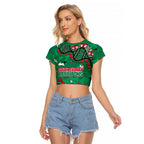 Personalized South Sydney Rabbitohs Raglan Cropped T Shirt Aboriginal Pattern with Graffiti Style Design