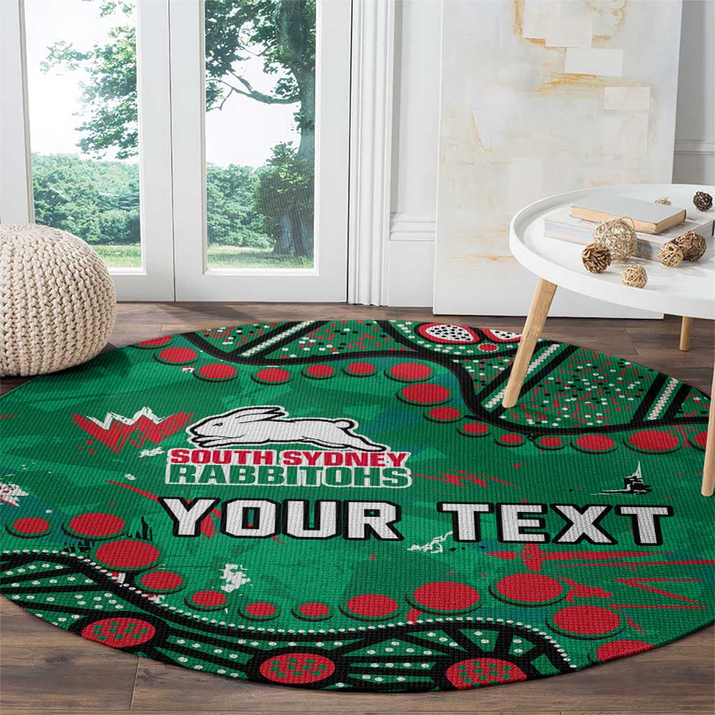 Personalized South Sydney Rabbitohs Round Carpet Aboriginal Pattern with Graffiti Style Design