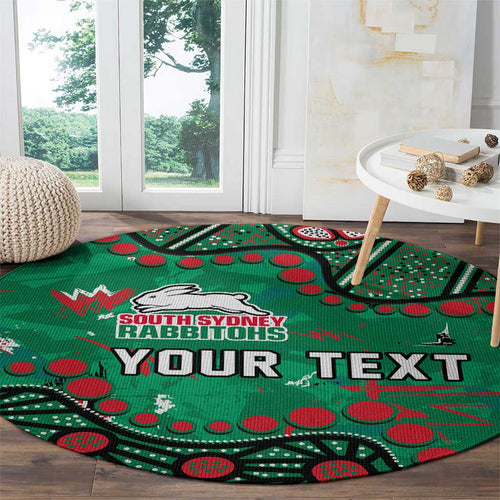 Personalized South Sydney Rabbitohs Round Carpet Aboriginal Pattern with Graffiti Style Design