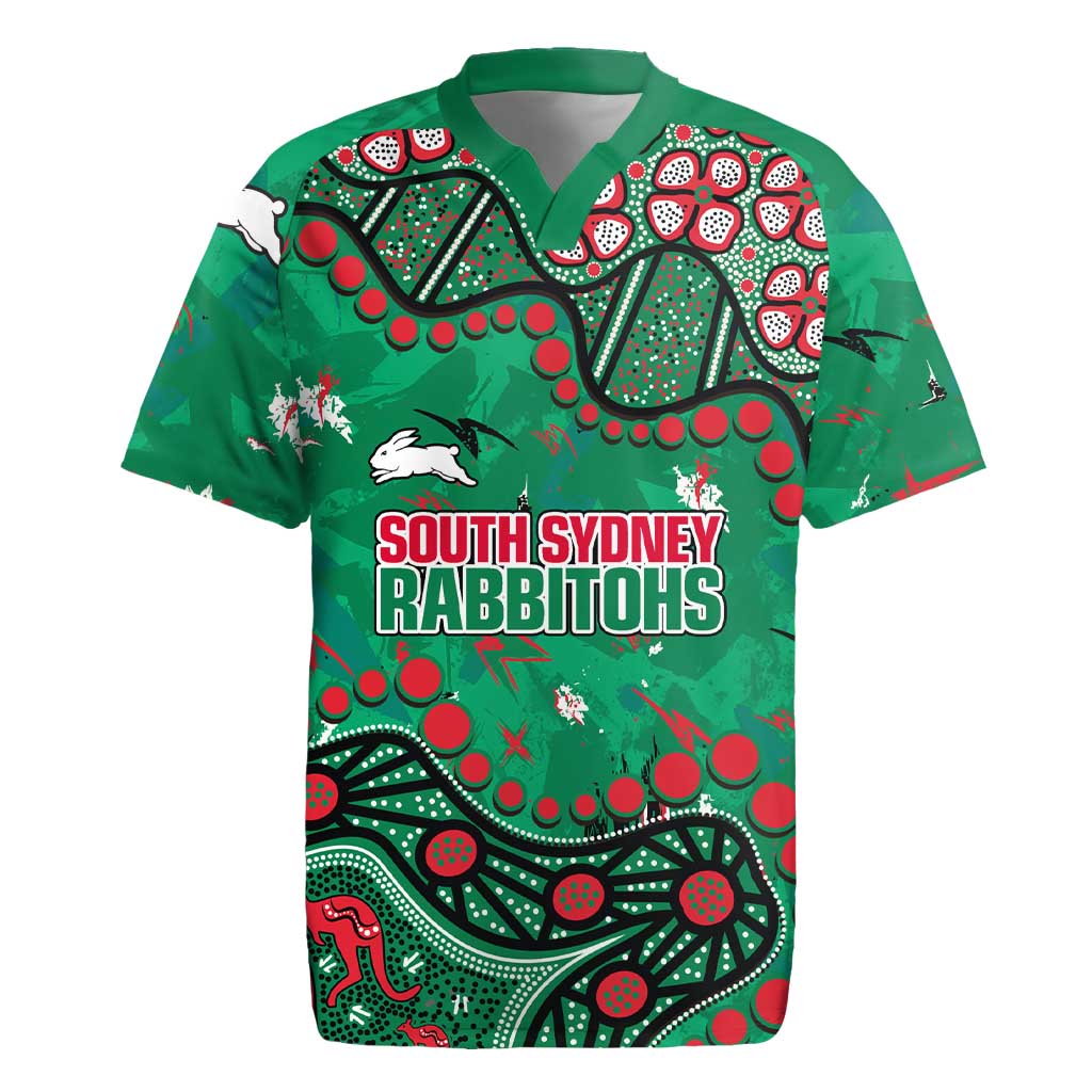 Personalized South Sydney Rabbitohs Rugby Jersey Aboriginal Pattern with Graffiti Style Design