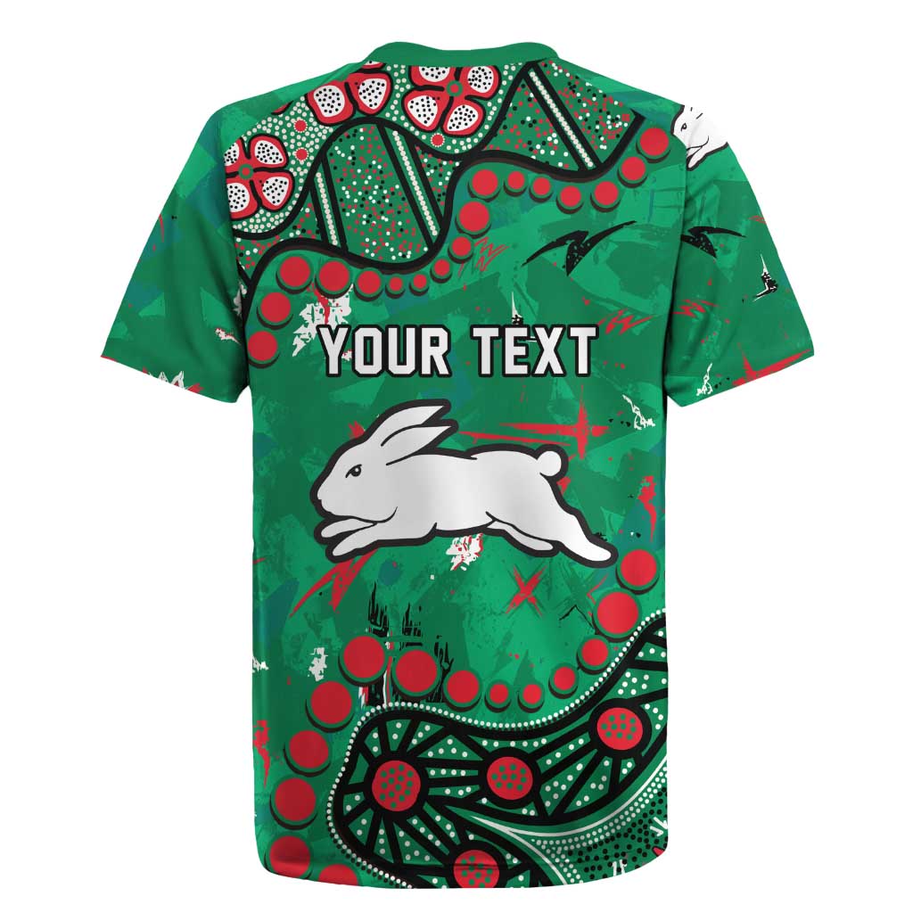 Personalized South Sydney Rabbitohs Rugby Jersey Aboriginal Pattern with Graffiti Style Design