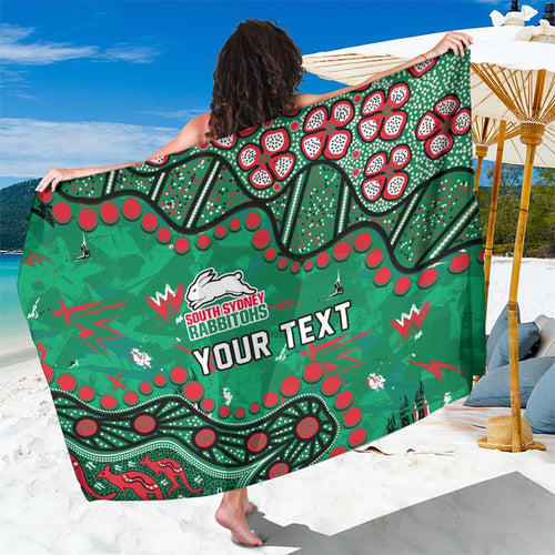 Personalized South Sydney Rabbitohs Sarong Aboriginal Pattern with Graffiti Style Design