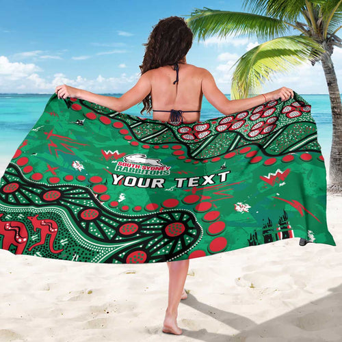 Personalized South Sydney Rabbitohs Sarong Aboriginal Pattern with Graffiti Style Design