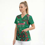 Personalized South Sydney Rabbitohs Scrub Top Aboriginal Pattern with Graffiti Style Design