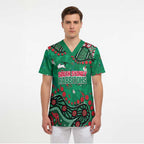 Personalized South Sydney Rabbitohs Scrub Top Aboriginal Pattern with Graffiti Style Design