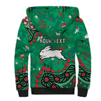 Personalized South Sydney Rabbitohs Sherpa Hoodie Aboriginal Pattern with Graffiti Style Design