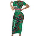 Personalized South Sydney Rabbitohs Short Sleeve Bodycon Dress Aboriginal Pattern with Graffiti Style Design