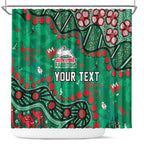Personalized South Sydney Rabbitohs Shower Curtain Aboriginal Pattern with Graffiti Style Design