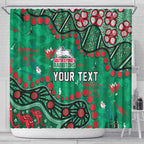 Personalized South Sydney Rabbitohs Shower Curtain Aboriginal Pattern with Graffiti Style Design