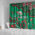 Personalized South Sydney Rabbitohs Shower Curtain Aboriginal Pattern with Graffiti Style Design