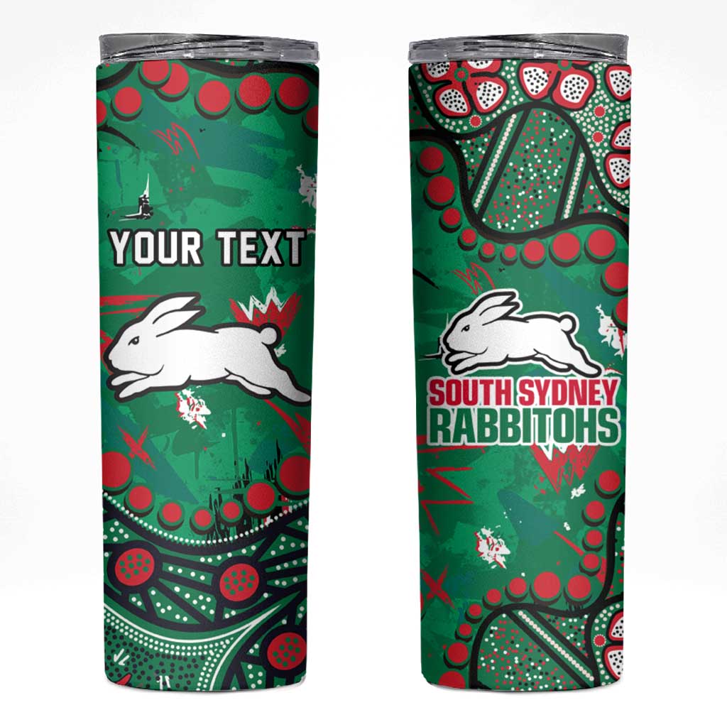 Personalized South Sydney Rabbitohs Skinny Tumbler Aboriginal Pattern with Graffiti Style Design