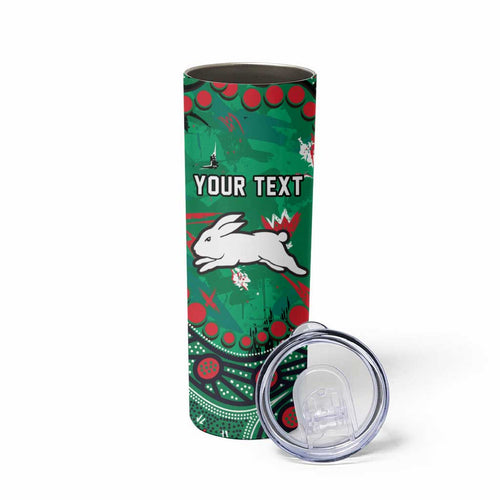 Personalized South Sydney Rabbitohs Skinny Tumbler Aboriginal Pattern with Graffiti Style Design