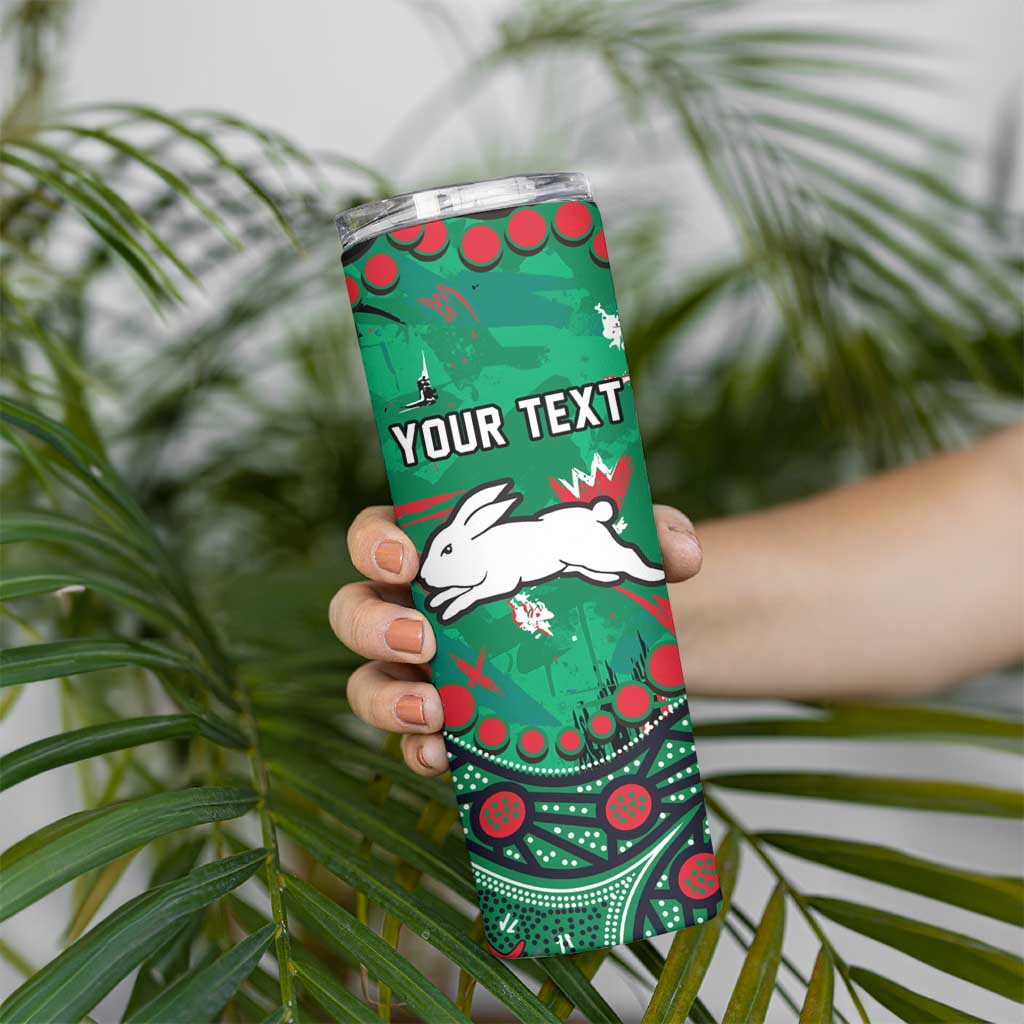 Personalized South Sydney Rabbitohs Skinny Tumbler Aboriginal Pattern with Graffiti Style Design