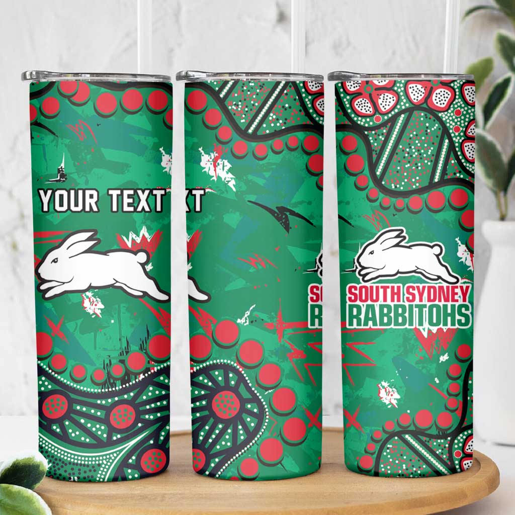 Personalized South Sydney Rabbitohs Skinny Tumbler Aboriginal Pattern with Graffiti Style Design