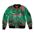 Personalized South Sydney Rabbitohs Sleeve Zip Bomber Jacket Aboriginal Pattern with Graffiti Style Design