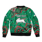 Personalized South Sydney Rabbitohs Sleeve Zip Bomber Jacket Aboriginal Pattern with Graffiti Style Design