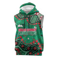 Personalized South Sydney Rabbitohs Sleeveless Hoodie Aboriginal Pattern with Graffiti Style Design